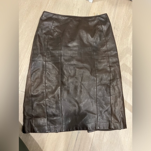 Danier Leather Brown Pencil Skirt - Picture 1 of 3